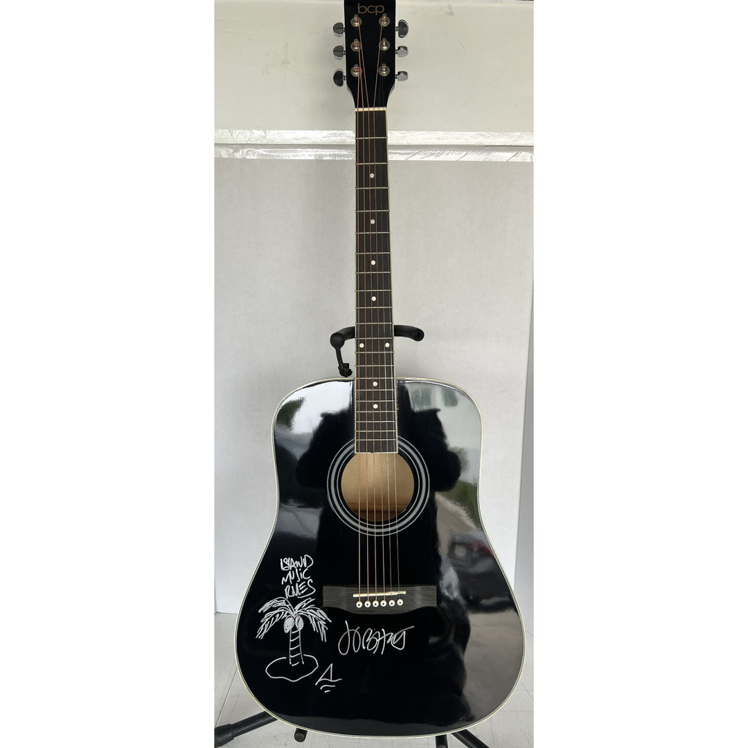 Jimmy Buffett full size acoustic guitar signed with sketch & proof