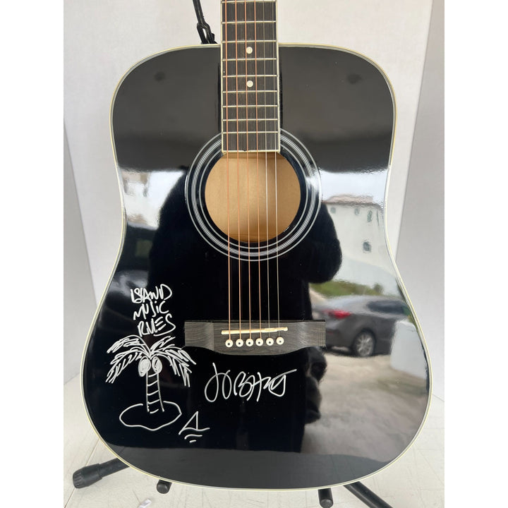 Jimmy Buffett full size acoustic guitar signed with sketch & proof