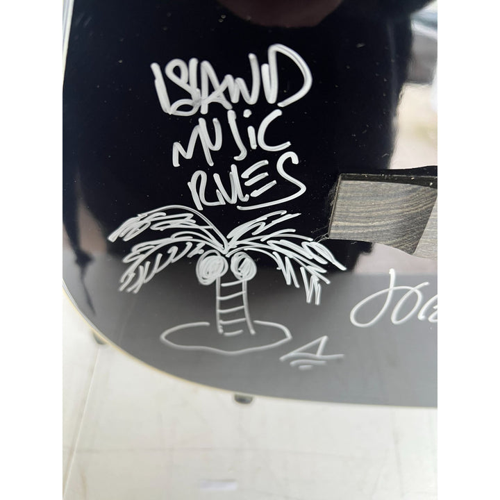 Jimmy Buffett full size acoustic guitar signed with sketch & proof