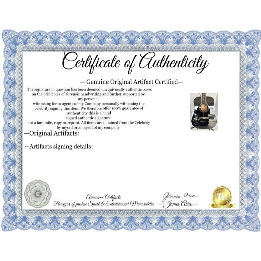 Jimmy Buffett full size acoustic guitar signed with sketch & proof