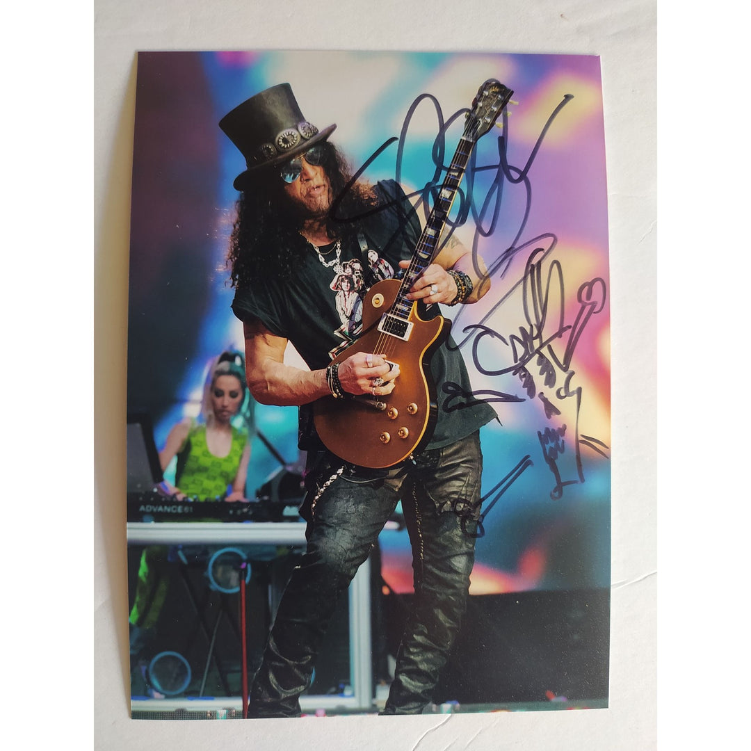 Slash of Guns and Roses Saul Hudson sign with Sketch 5x7 photo with proof