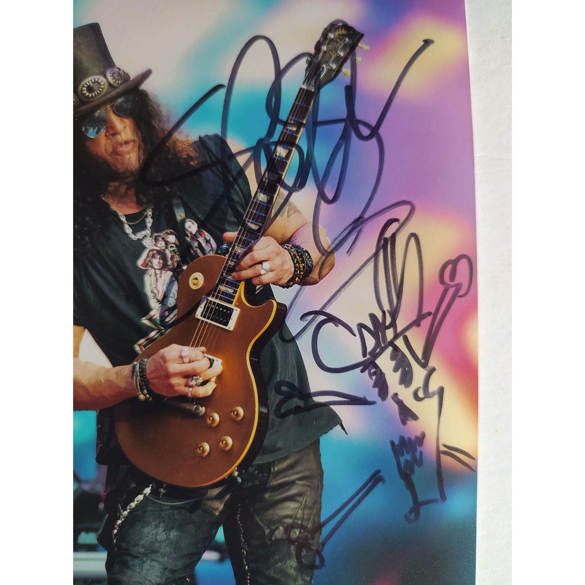 Slash of Guns and Roses Saul Hudson sign with Sketch 5x7 photo with