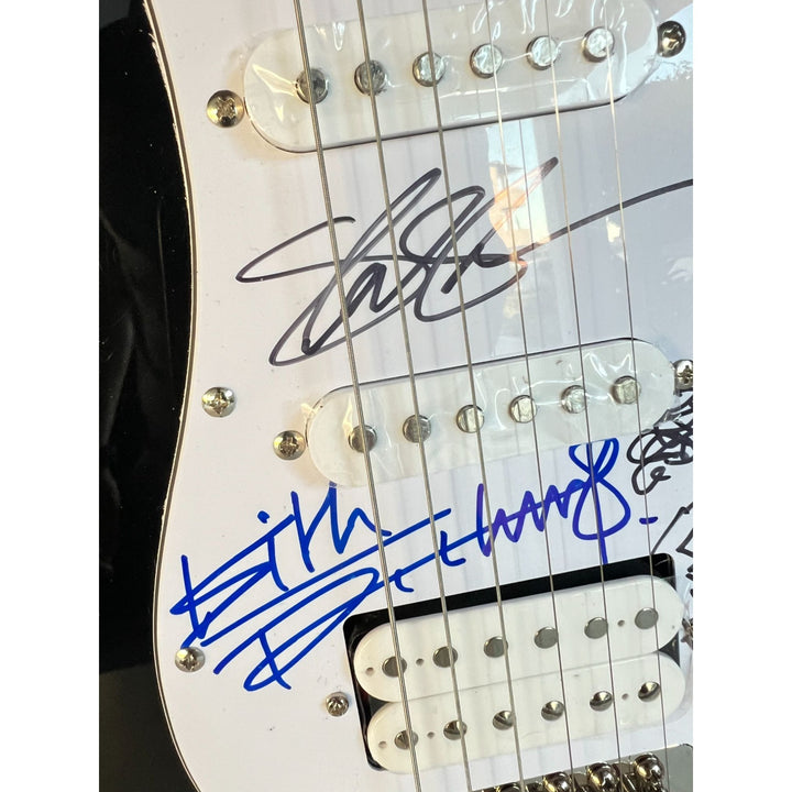 "Slash" Saul Hudson, Keith Richards & Angus Young with sketch  full size Stratocaster electric guitar signed with proof