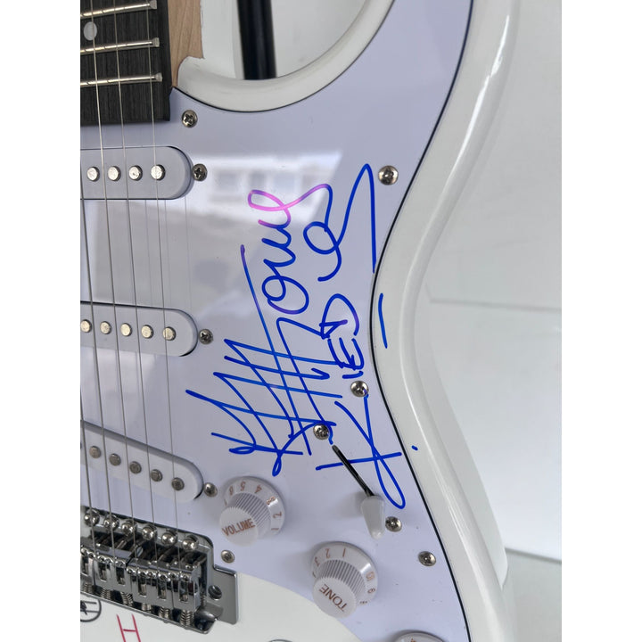 Red Hot Chili Peppers Anthony Kiedis Chad Smith Flea full size electric guitar signed and inscribed with proof.