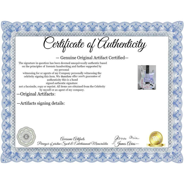 Red Hot Chili Peppers Anthony Kiedis Chad Smith Flea full size electric guitar signed and inscribed with proof.