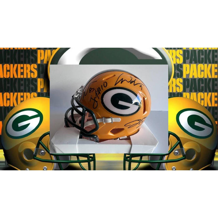 Green Bay Packers Jordan love Josh Jacobs Christian Watson Romeo Doubs mini helmet signed with proof