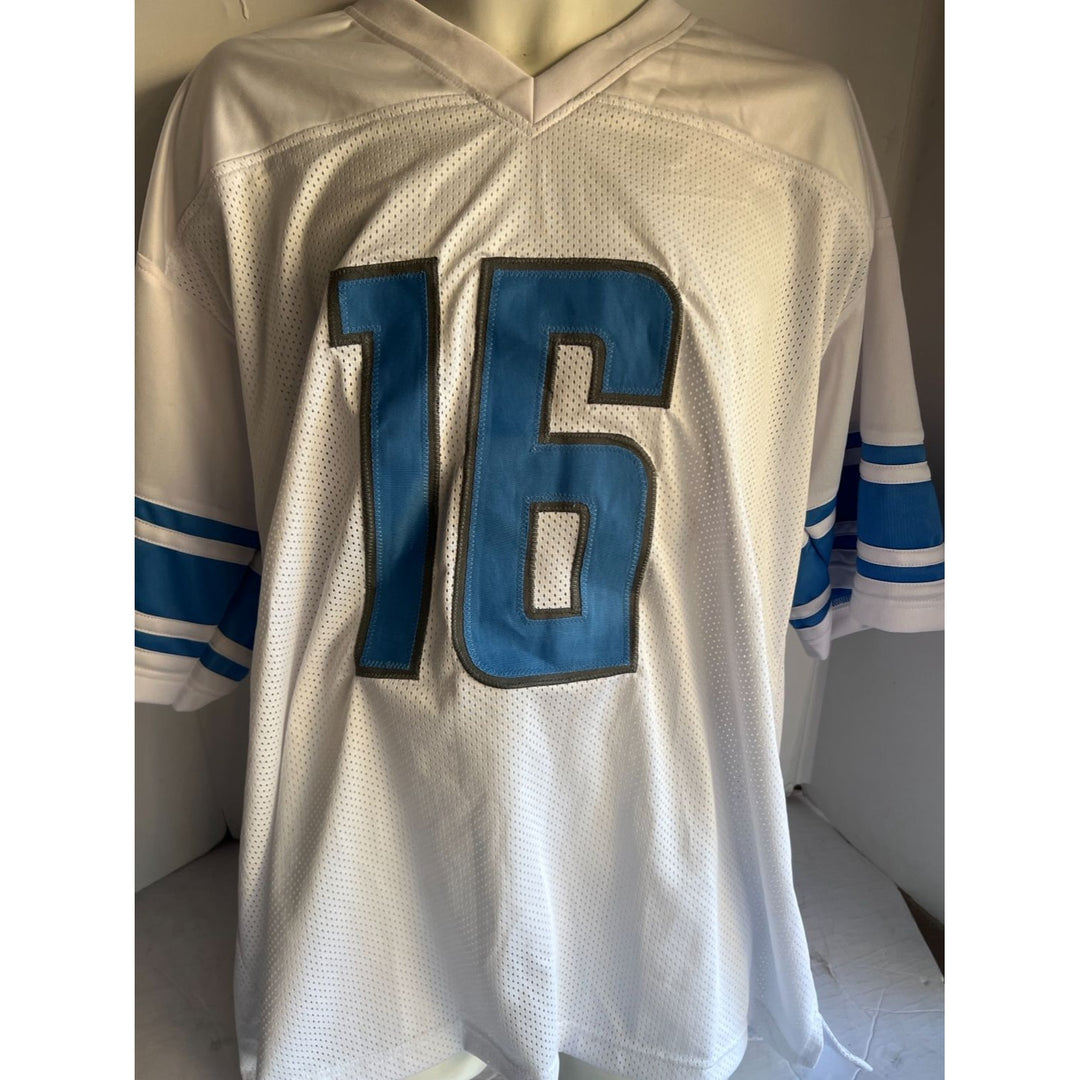 Detroit Lions 2024 Jared Goff San Brown  Aidan Hutchinson 40 members signed jersey with proof