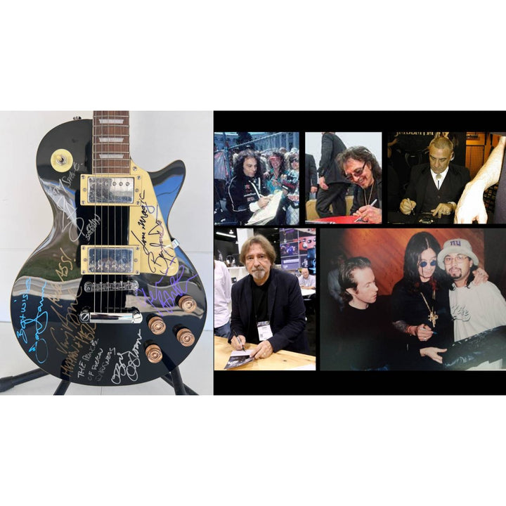 Ozzy Osbourne Randy Rhoads, Ronnie James Dio , Tony Iomi, Geezer Butler, Bill Ward Black Sabath Blsck les paul full size.