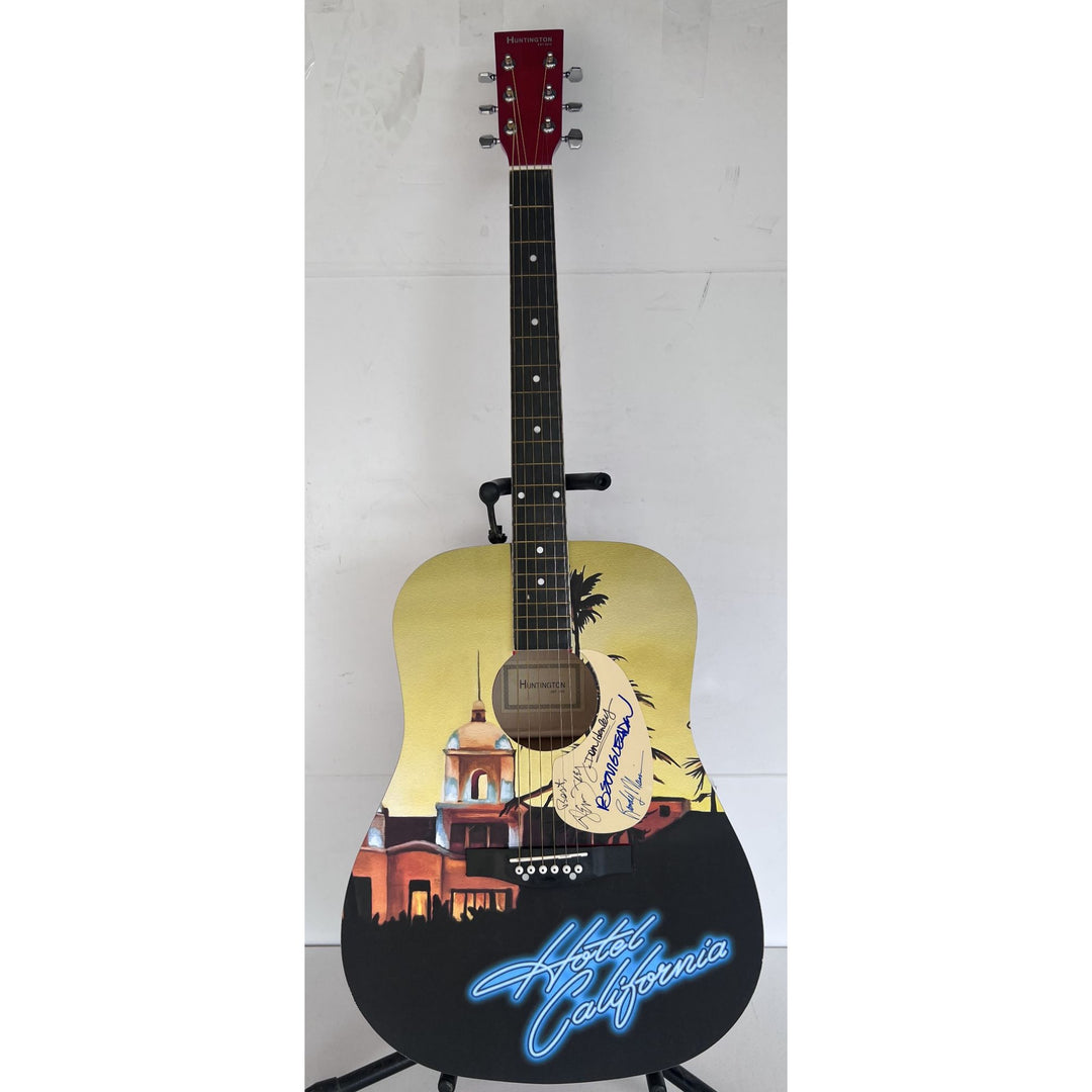 Eagles Glen Frey, Don Henley, Randy Meisner, Bernie Leadon full size acoustic guitar (one of a kind ) signed with proof.