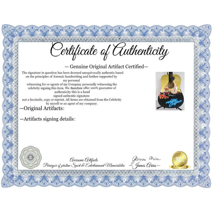 Eagles Glen Frey, Don Henley, Randy Meisner, Bernie Leadon full size acoustic guitar (one of a kind ) signed with proof.