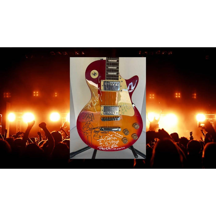 Mark knopfler Phil Collins Eric Clapton and Sting vintage Cherry les paul guitar signed with proof
