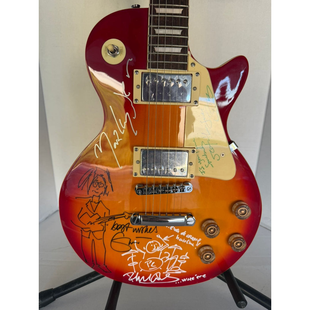Mark knopfler Phil Collins Eric Clapton and Sting vintage Cherry les paul guitar signed with proof