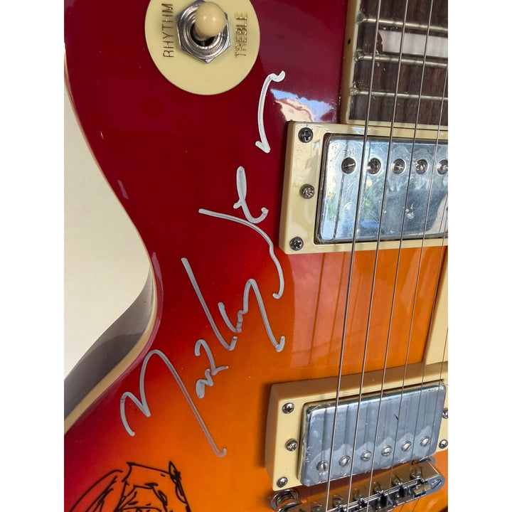 Mark knopfler Phil Collins Eric Clapton and Sting vintage Cherry les paul guitar signed with proof
