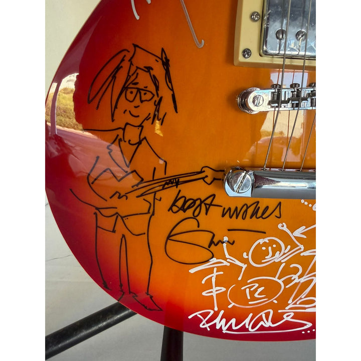 Mark knopfler Phil Collins Eric Clapton and Sting vintage Cherry les paul guitar signed with proof