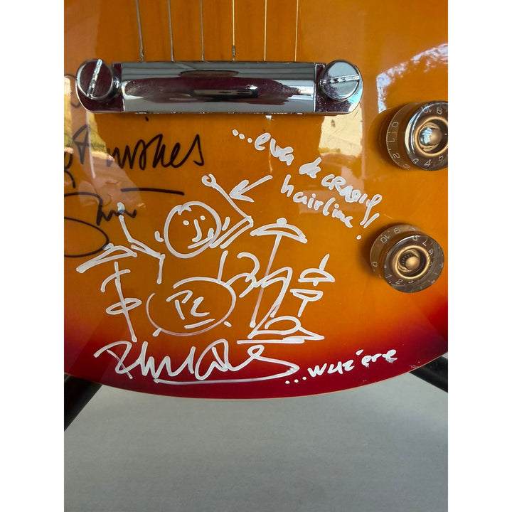 Mark knopfler Phil Collins Eric Clapton and Sting vintage Cherry les paul guitar signed with proof