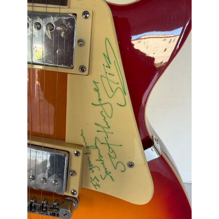 Mark knopfler Phil Collins Eric Clapton and Sting vintage Cherry les paul guitar signed with proof