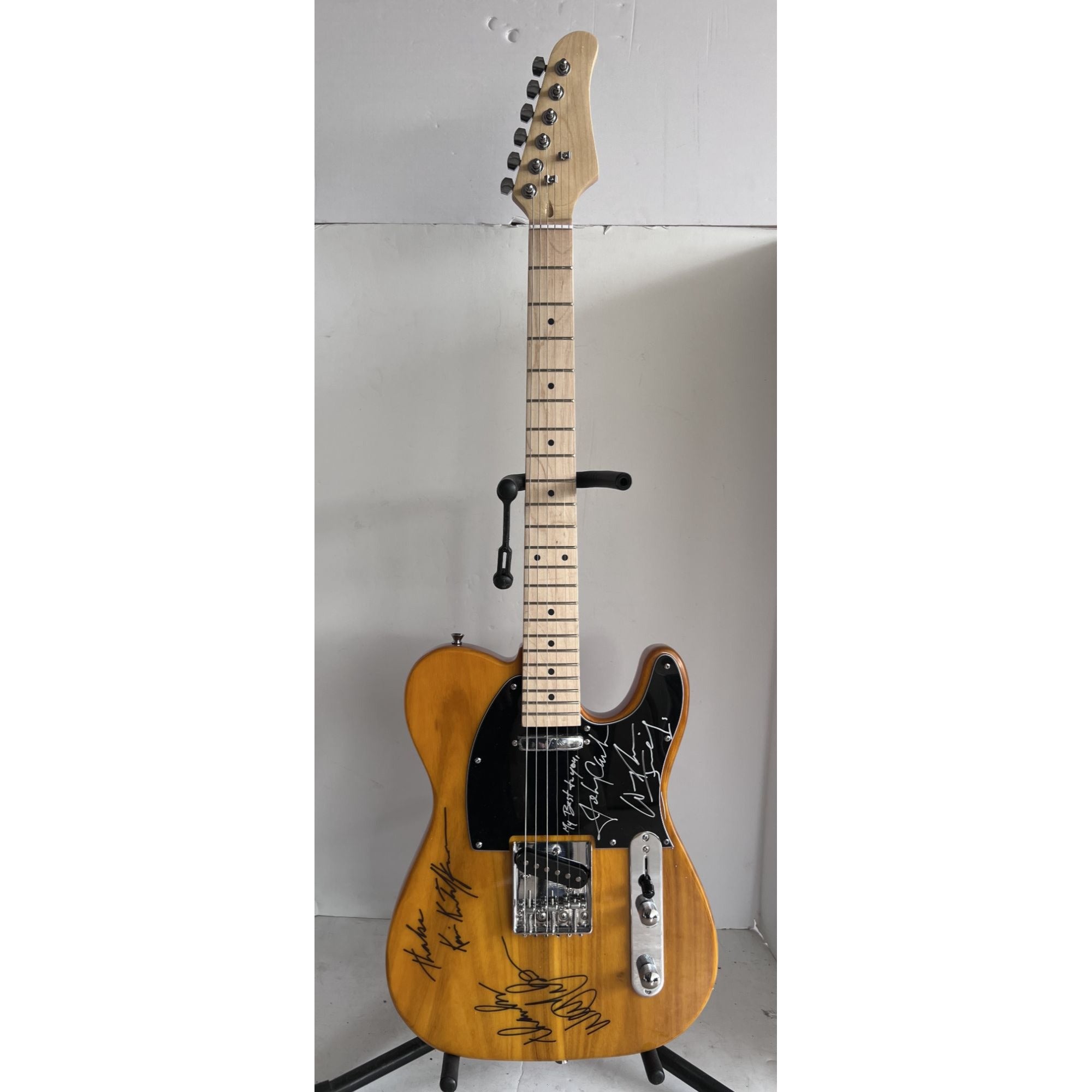 Johnny Cash Waylon Jennings Willie Nelson Kris Kristofferson The Highwaymen Telecaster electric guitar signed with proof