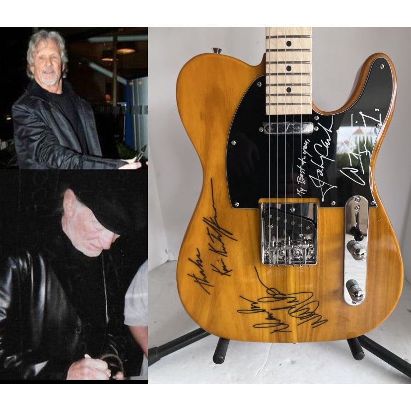 Johnny Cash Waylon Jennings Willie Nelson Kris Kristofferson The Highwaymen Telecaster electric guitar signed with proof