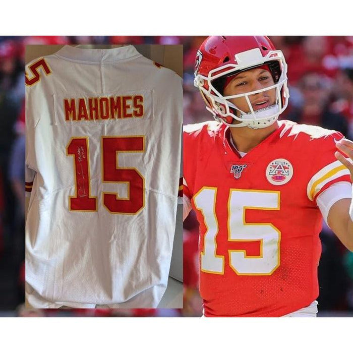 Patrick Mahomes size xl game model jersey signed with proof & inscription rare