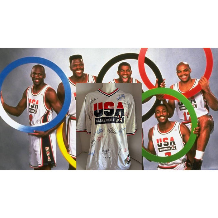 USA 1992 Dream team  Larry Bird vintage shooting shirt 16 signatures in all signed with proof