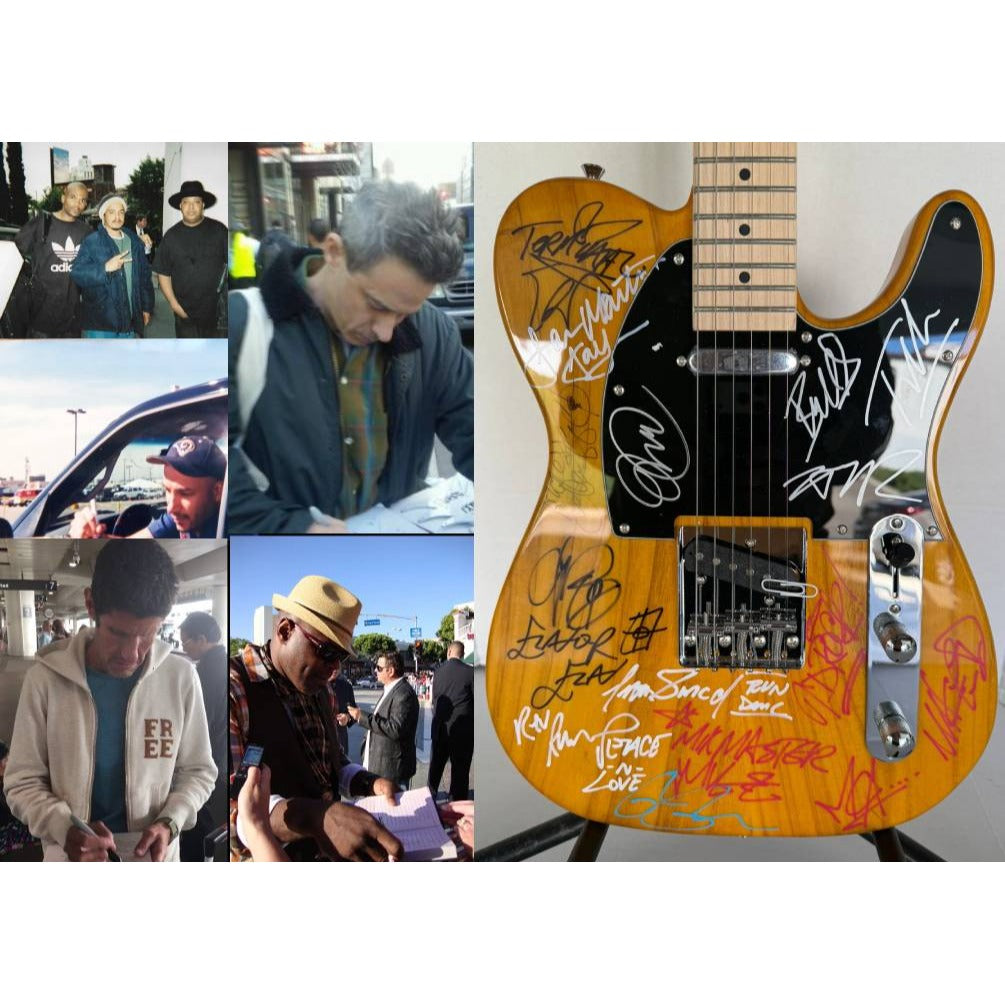 Beastie Boys,  Run DMC, RATM, Public Enemy  wood telecaster  electric guitar signed with proof.