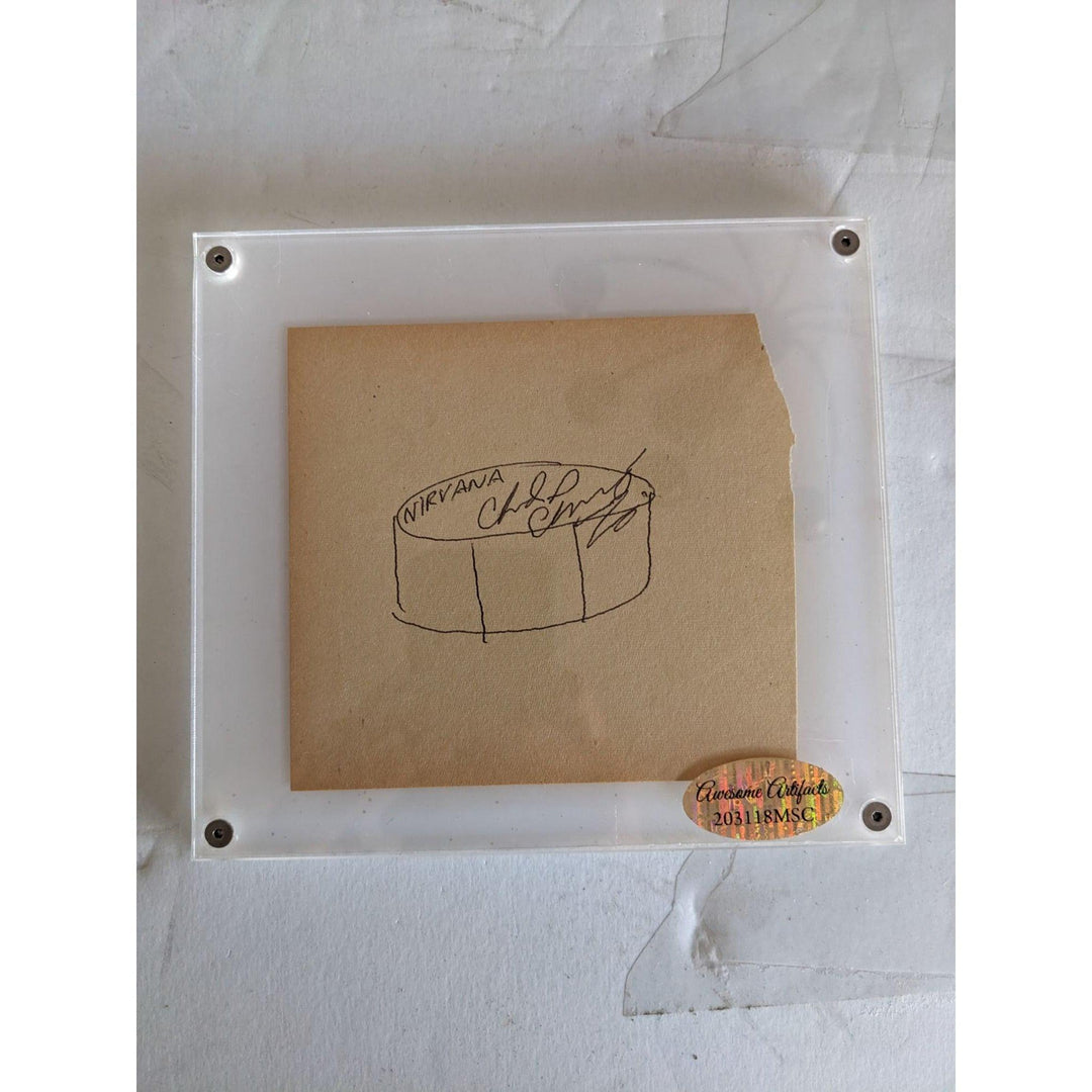 Chad Channing Nirvana vintage autograph page signed with proof