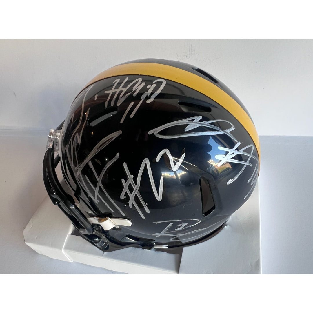 Pittsburgh Steelers TJ Watt Russell Wilson George Pickens Nahjee Harris Riddell mini helmet signed with proof