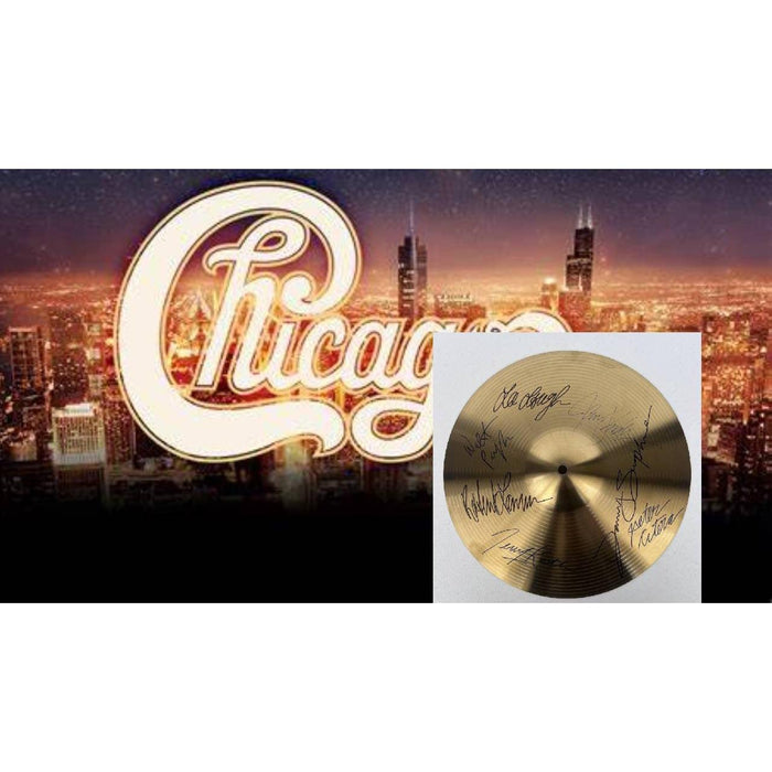 Chicago Robert Lamm, Lee Loughnane, Danny Seraphine ,Terry Kath, Walt Parazaider, and Jimmy Pankow complete band 10" cymbal signed