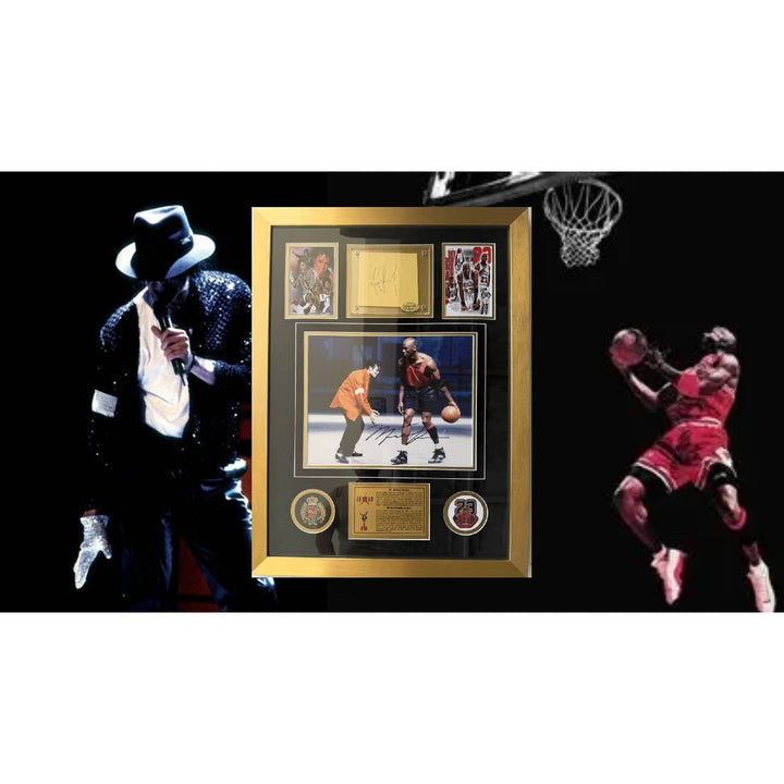 The King of The Court Michael Jordan and The King of Pop Michael Jackson 22x 30 framed with proof.