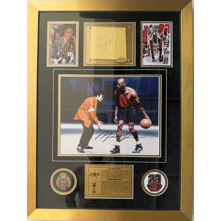 The King of The Court Michael Jordan and The King of Pop Michael Jackson 22x 30 framed with proof.