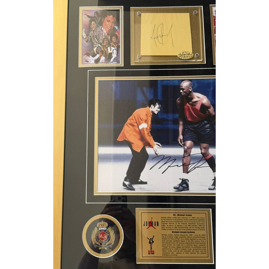The King of The Court Michael Jordan and The King of Pop Michael Jackson 22x 30 framed with proof.
