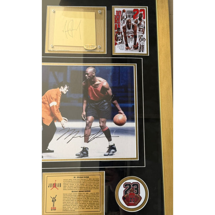 The King of The Court Michael Jordan and The King of Pop Michael Jackson 22x 30 framed with proof.