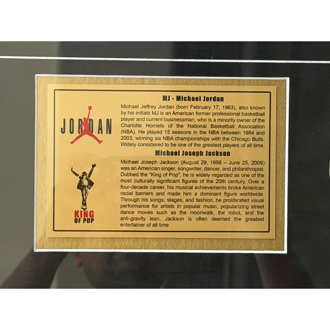 The King of The Court Michael Jordan and The King of Pop Michael Jackson 22x 30 framed with proof.