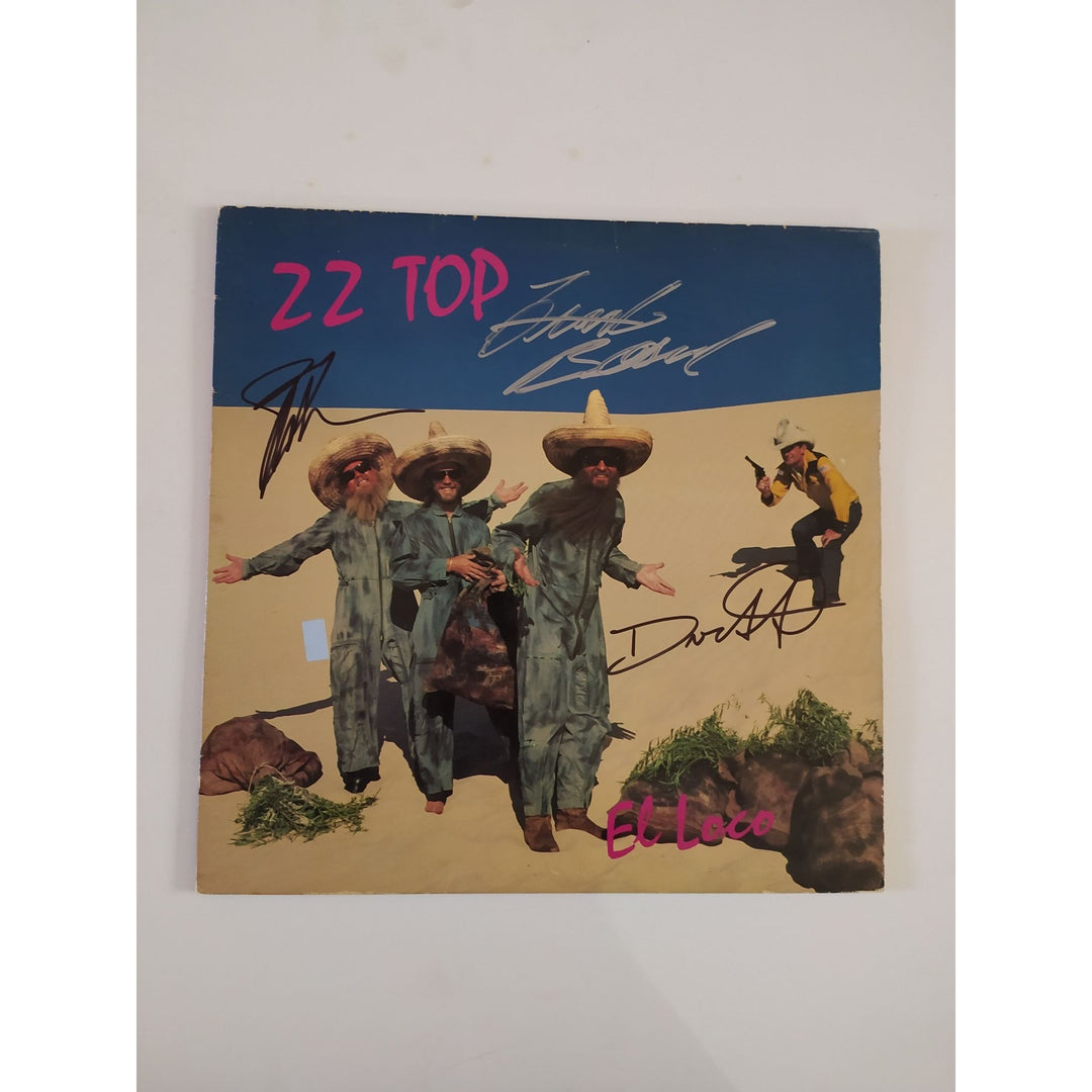 Frank Beard Dusty Hill Billy Gibbons ZZ Top El Loco original LP signed with proof