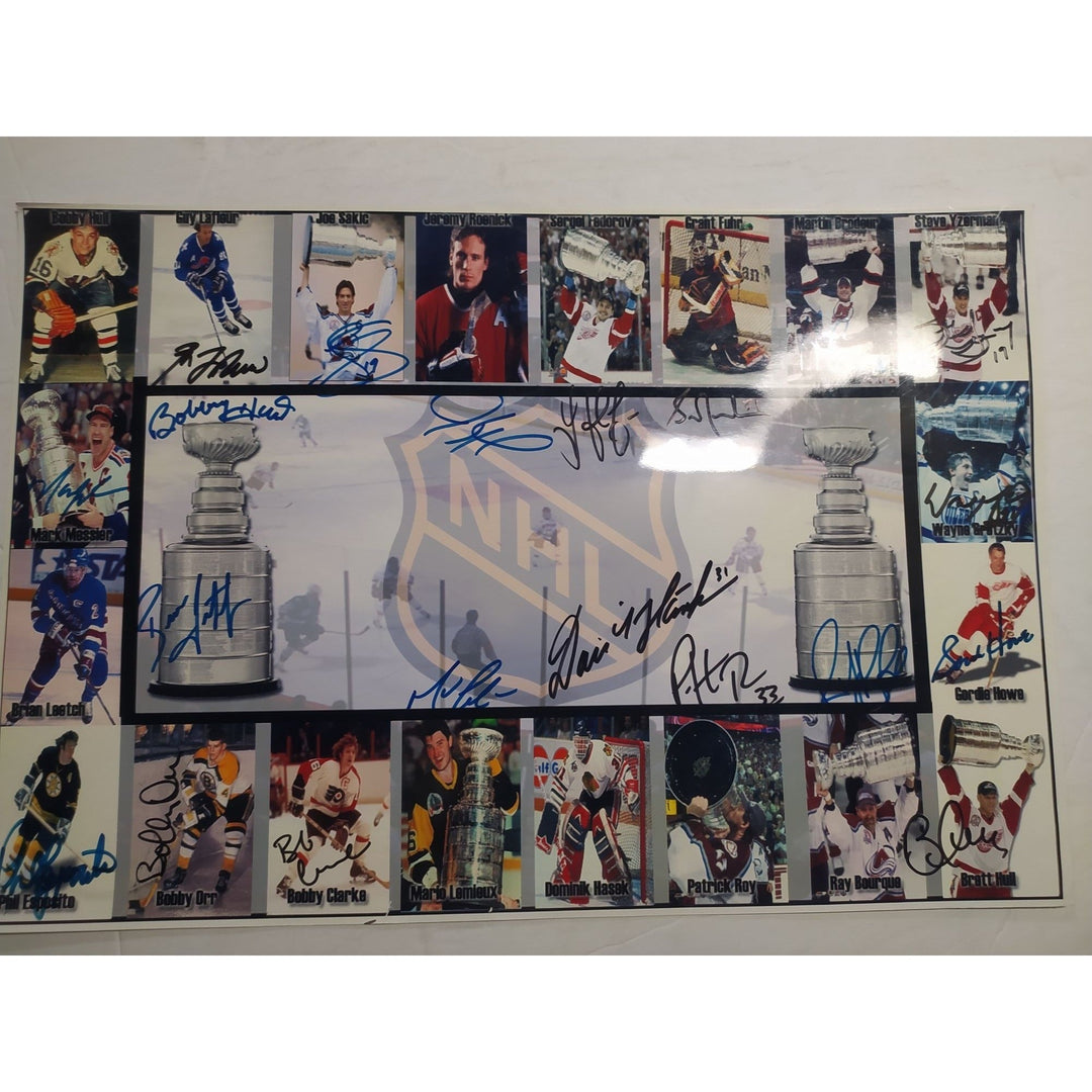 Wayne Gretzky Bobby Orr Mario Lemieux Patrick Roy Gordie Howe 20 of the NHL's all-time greatest players 13 by 19 photo signed Awesome Artifacts