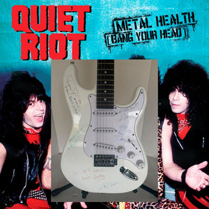 Quiet Riot Randy Rhoads Drew Forsyth Rudy Sarzo Kevin Dubrow Frankie Banali very rare Stratocaster electric guitar signed with proof