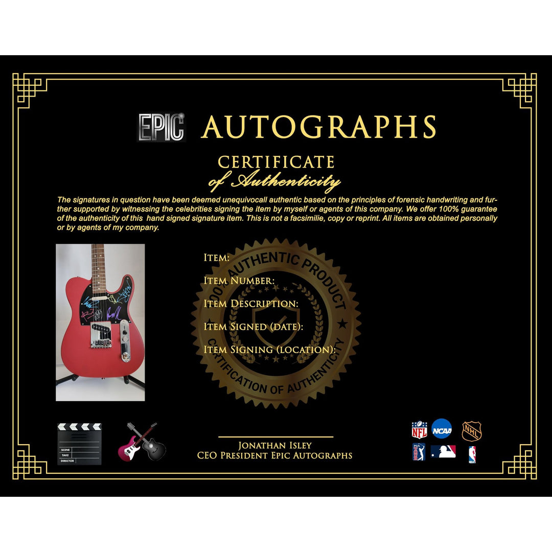 Linkin Park Chester Bennington, Mike Shinoda, Brad Delson, Dave Farrell, Joe Hahn, Rob Bourdon authentic Fender telecaster electric guitar signed