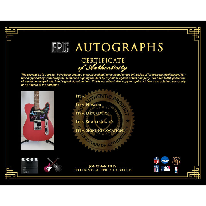 Linkin Park Chester Bennington, Mike Shinoda, Brad Delson, Dave Farrell, Joe Hahn, Rob Bourdon authentic Fender telecaster electric guitar signed