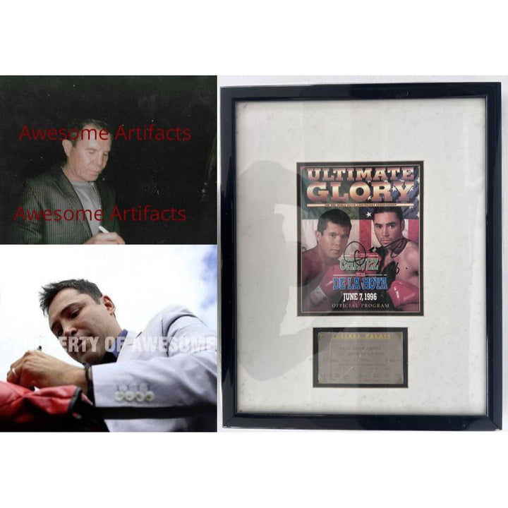 Oscar De La Hoya fight program and fight ticket (Julio Cesar Chavez) signed.