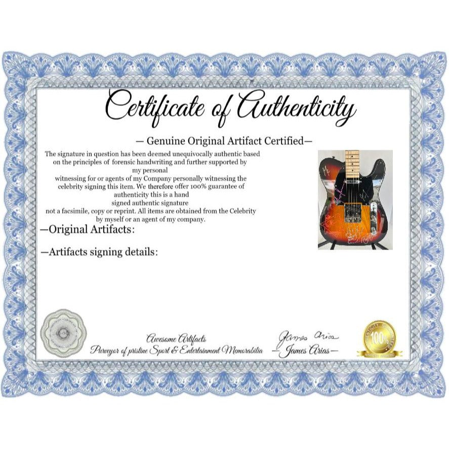 Tool Maynard James Keenan, Danny Carey, Justin Chancellor, Adam Jones telecaster electric guitar signed with proof