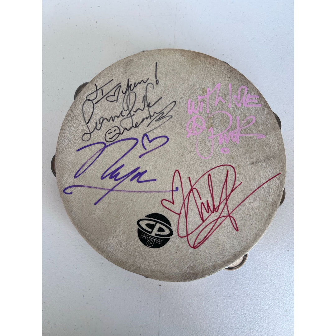 Christina Aguilera Lil Kim, Mya, Pink Lady Marmalade Moulin Rouge tambourine signed with proof.