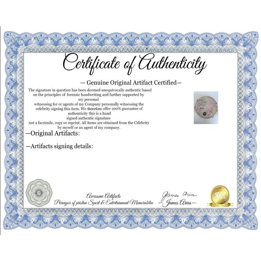 Christina Aguilera Lil Kim, Mya, Pink Lady Marmalade Moulin Rouge tambourine signed with proof.