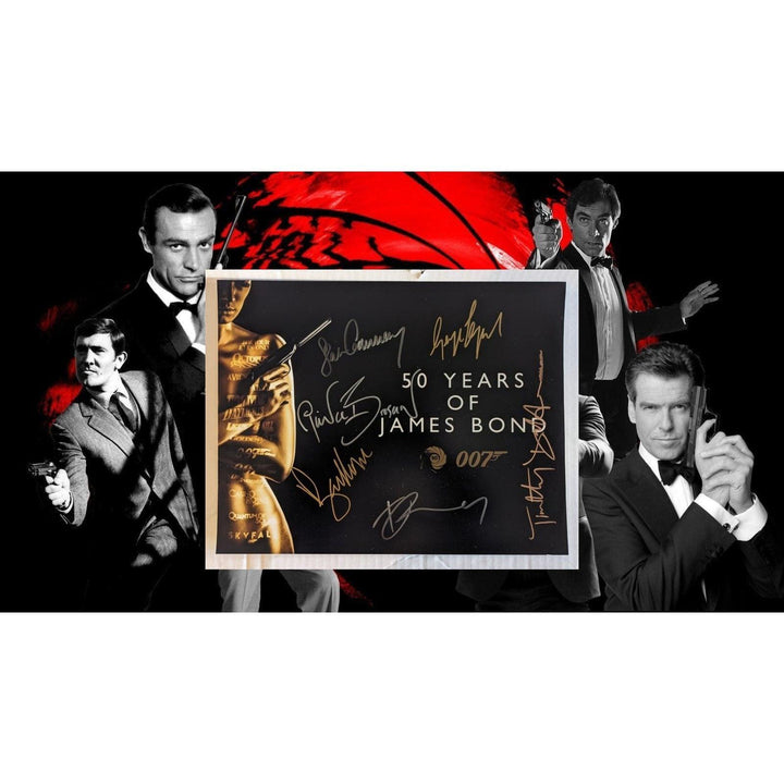 James Bond 007, Sean Connery, Roger Moore, Daniel Craig, Pierce Brosnan, Timothy Dalton, George Lazenby 11x14 photo signed with proof