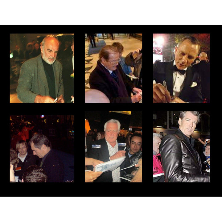 James Bond 007, Sean Connery, Roger Moore, Daniel Craig, Pierce Brosnan, Timothy Dalton, George Lazenby 11x14 photo signed with proof