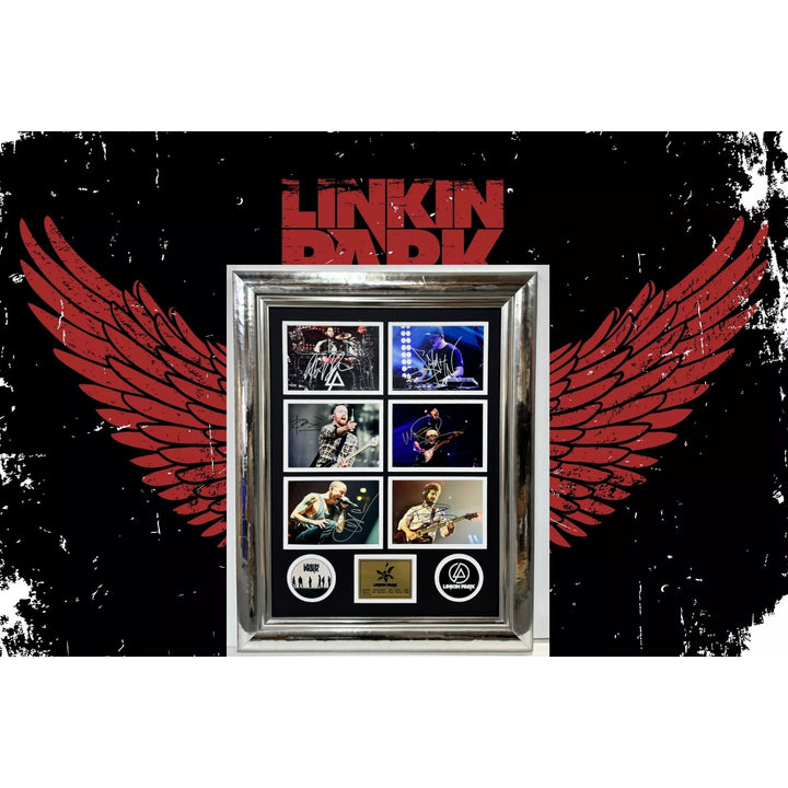 Linkin Park Chester Bennington complete band 22x28 Museum quality frame 5x7 photos signed with proof