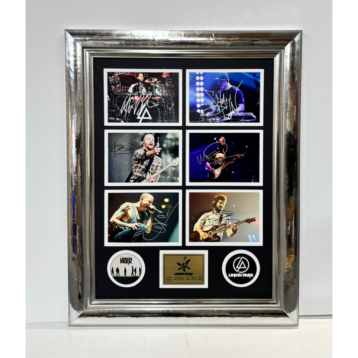 Linkin Park Chester Bennington complete band 22x28 Museum quality frame 5x7 photos signed with proof