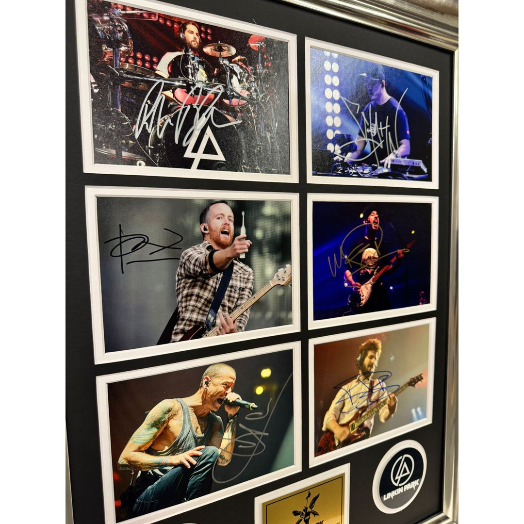 Linkin Park Chester Bennington complete band 22x28 Museum quality frame 5x7 photos signed with proof