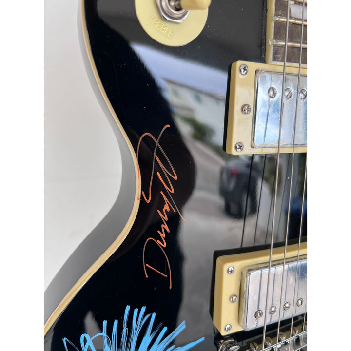 ZZ Top vintage les paul electric guitar Billy Gibbons with sketch Frank Beard Dusty Hill signed with proof.