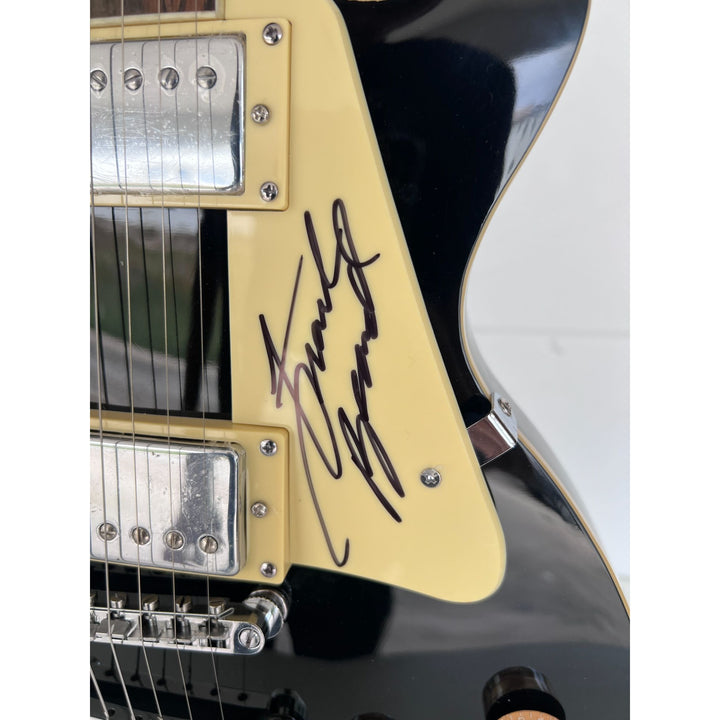 ZZ Top vintage les paul electric guitar Billy Gibbons with sketch Frank Beard Dusty Hill signed with proof.
