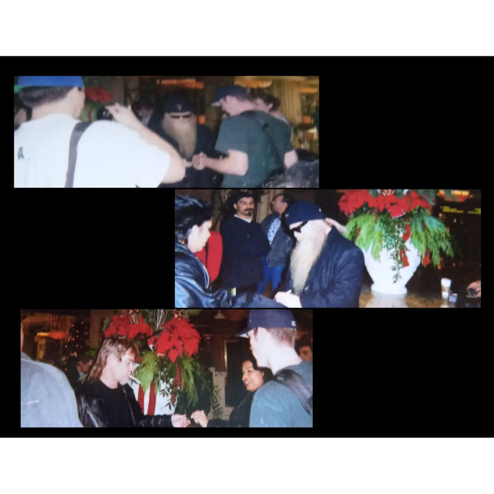 ZZ Top vintage les paul electric guitar Billy Gibbons with sketch Frank Beard Dusty Hill signed with proof.